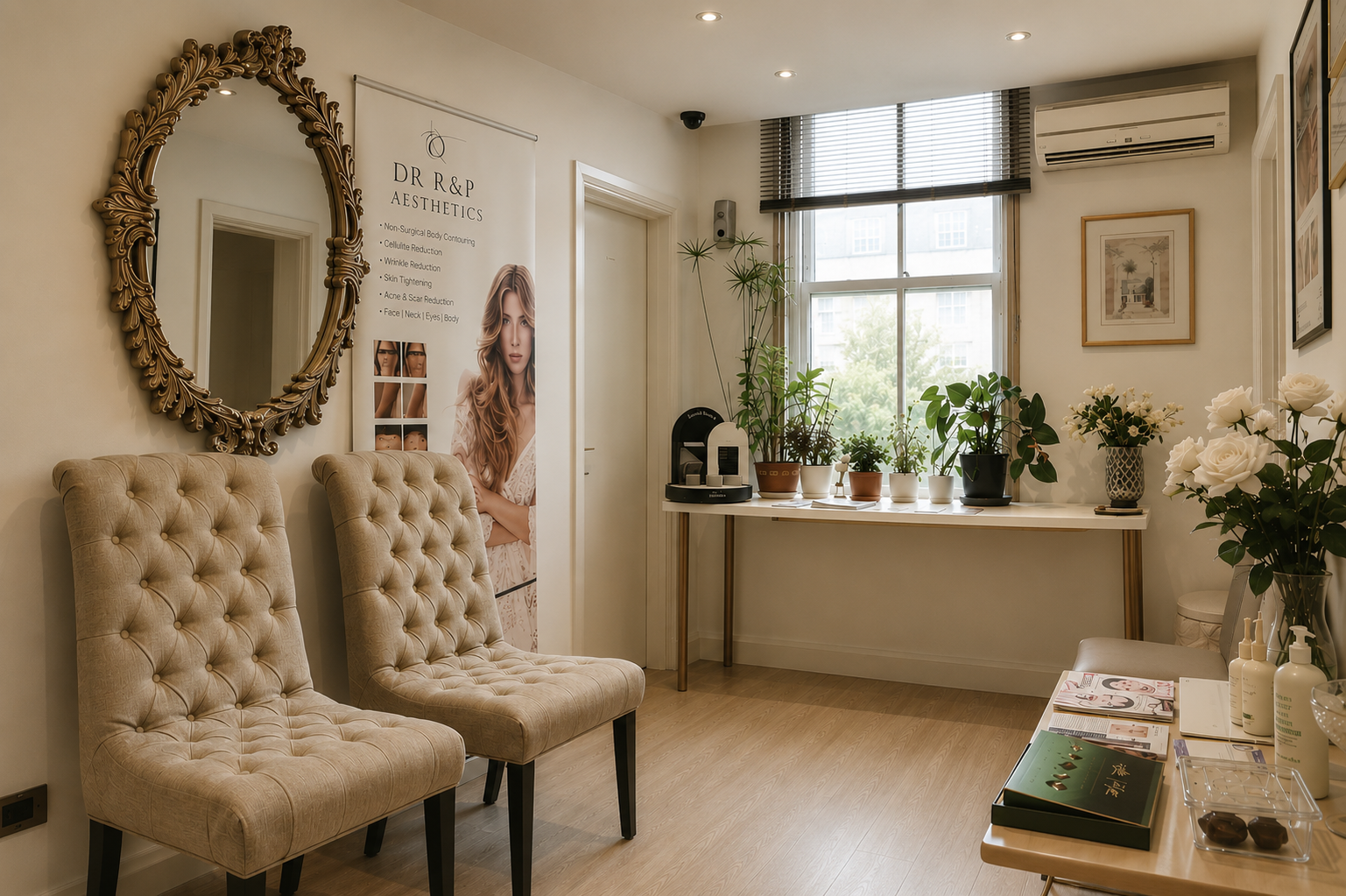 Luxury sage and gold clinic reception